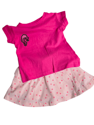 2 piece single print logo shirt with a heart printed skirt girls 18-24mos