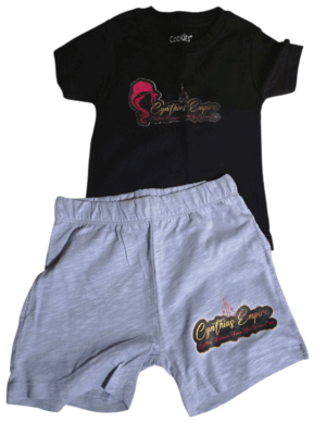 Double printed logo shortset black top light grey bottom boy 18-24mos