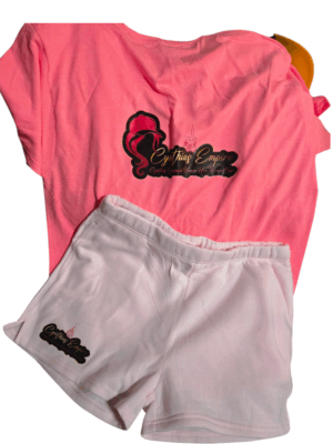 Adult double printed logo shortset pink top light pink bottom