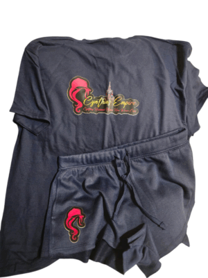 Adult Female Double printed logo shortset navy blue