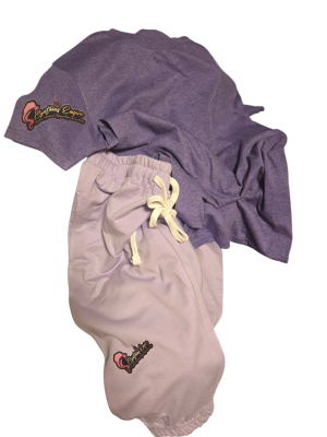 Small purple logo print knee high adult women set