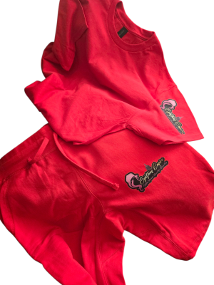 Medium red logo printed shortset adult men